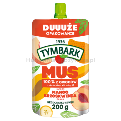 Tymbark Mus 100% Jabłko Mango Brzoskwinia Banan 200 G