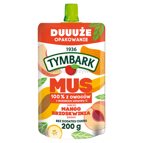 Tymbark Mus 100% Jabłko Mango Brzoskwinia Banan 200 G