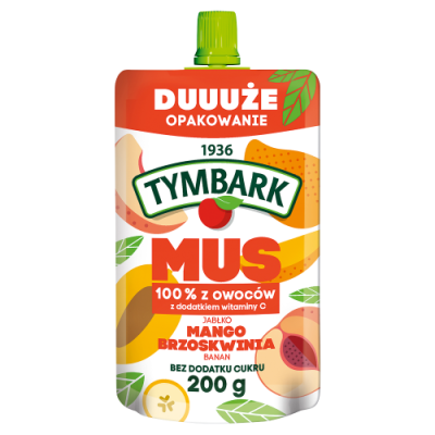 Tymbark Mus 100% Jabłko Mango Brzoskwinia Banan 200 G