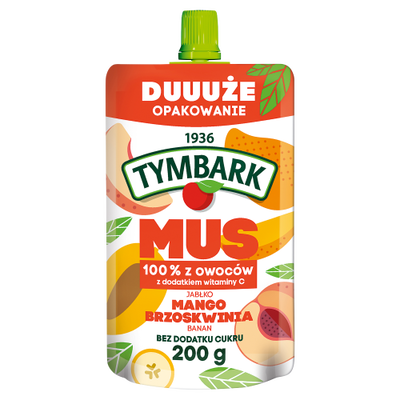 Tymbark Mus 100% Jabłko Mango Brzoskwinia Banan 200 G