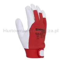 Rękawice Robocze Donau Safety, Skóra Kozia Po Stronie Dłoni, Rzep, Rozm. 7/S, Biało-Czerwone - 2