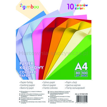 Gimboo Papier kolorowy A4 100 arkuszy neon mix kolorów