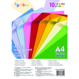 Gimboo Papier kolorowy A4 100 arkuszy neon mix kolorów