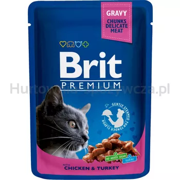 BRIT PREMIUM CAT Adult Kurczak i Indyk 100g saszetka