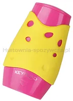 Temperówka KEYROAD Cheese, plastikowa, podwójna, z pojemnikiem, pakowane na displayu, mix kolorów - 4