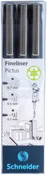 Schneider Zestaw Cienkopisów Pictus, 3 Szt., Czarne, Mix Grubości 