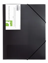 Teczka Z Gumką Q-Connect, Pp, A4, 400Mikr., 3-Skrz., Transparentna Czarna