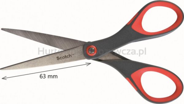 Nożyczki biurowe SCOTCH® (1447), precyzyjne, 18cm, czerwono-szare - 2