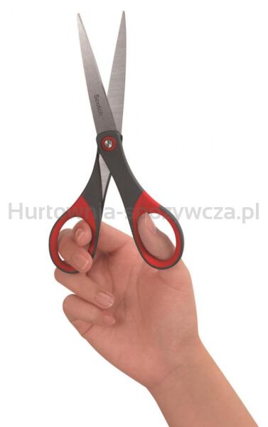Nożyczki biurowe SCOTCH® (1447), precyzyjne, 18cm, czerwono-szare - 3
