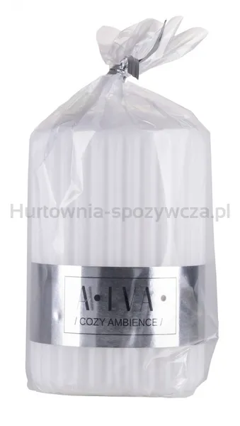 Świeca słupek ryflowana DONAU HOME Alva, 60x90mm, biały