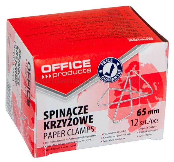 Office Products Spinacze krzyżowe  65mm, 12szt., srebrne 