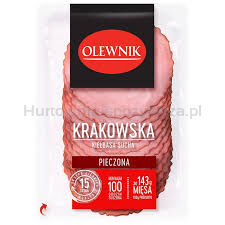 Olewnik Krakowska Kiełbasa Sucha Pieczona Plastry 90 G 