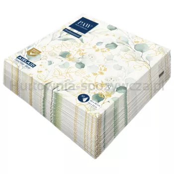 Serwetki PAW Professional Dinner Golden Eucalyptus 1-warstowe 40x40cm składane 1/4