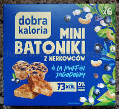 Dobra Kaloria Mini batoniki z nerkowców ala muffin jagodowy 6 sztuk 102g