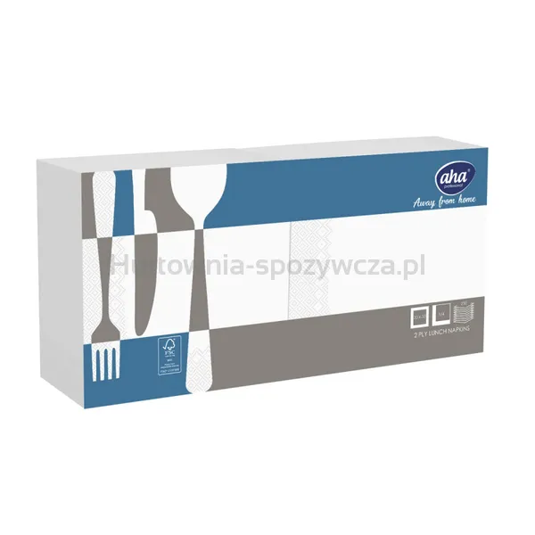 Serwetki AFH AHA, 2-warstwowe, składanie 1/4, 33x33cm, 250 szt., białe