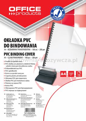 Office Products Okładki do bindowania PVC, A4, 200mikr., 100szt., transparentne [BIURO]