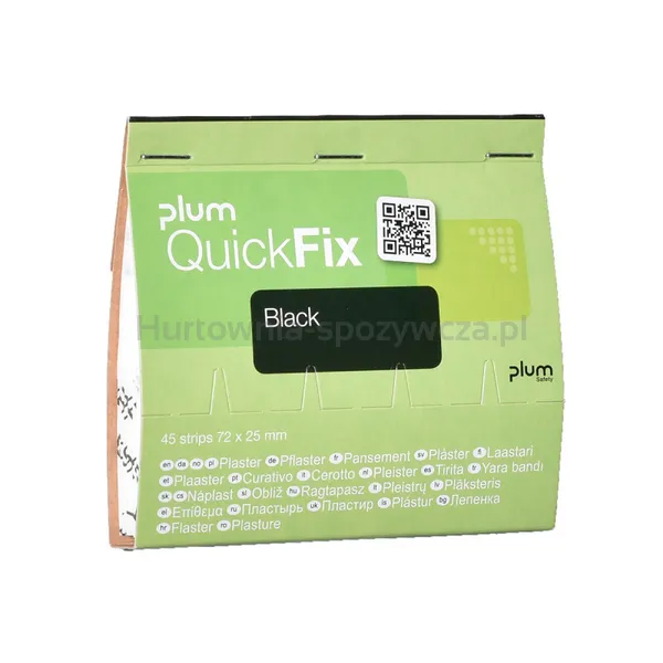PLUM QuickFix Plastry z tkaniny Black, Wkład, 45 szt.