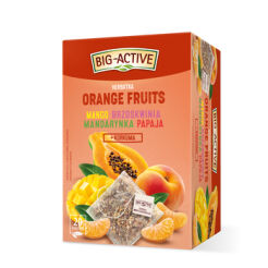 Big Active Herbatka Owocowa Orange Fruits Mango, Brzoskwinia, Mandarynka, Papaja + Kurkuma 20Torebek X 2G/40G