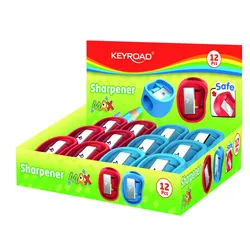 Temperówka plastikowa KEYROAD Max, jumbo, pojedyncza, display, mix kolorów