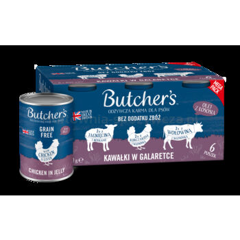 Butcher's Original Megapack Jelly, Karma dla psa, mix smaków z wątróbką lub nerkami, Kawałki w galaretce, 6x400 g