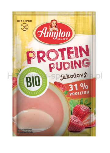 Budyń Proteinowy Truskawkowy Bez Dodatku Cukru Bezglutenowy Bio 45 G - Amylon [BIO]