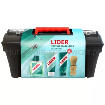 Lider Classic Zestaw upominkowy (krem do golenia 65 g + płyn po goleniu 100 ml + balsam po goleniu 100 ml + pędzel 1 sztuka + skrzynka narzędziowa 1 sztuka)