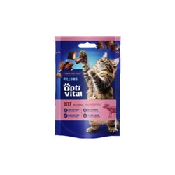 Optivital Przekąska - Uzupełniająca Karma Dla Dorosłych Kotów. Poduszeczki Bezzbożowe, Z Wołowiną I Borówkami 60G