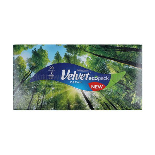 Chusteczki kosmetyczne celulozowe VELVET Dream, 3-warstwowe, 90 listków, biały - 3