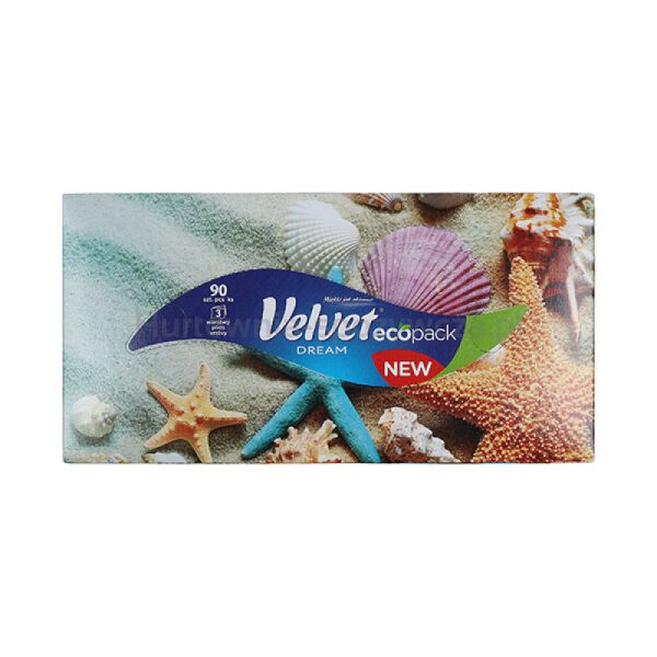 Chusteczki kosmetyczne celulozowe VELVET Dream, 3-warstwowe, 90 listków, biały - 5