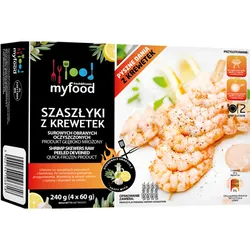 Myfood Szaszłyki Z Krewetek Surowych Obranych I Oczyszczonych Glazurowane, Z Wodą Dodaną, , 240 G
