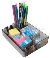 Przybornik na biurko DONAU z jeżem, duży, dymny - 2