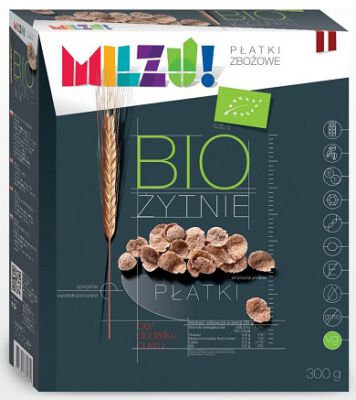 Płatki Żytnio - Owsiane Bez Dodatku Cukrów Bio 300 G - Milzu [BIO]