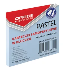 Bloczek Samoprzylepny Office Products, 76X76Mm, 1X100 Kart., Pastel, Niebieski