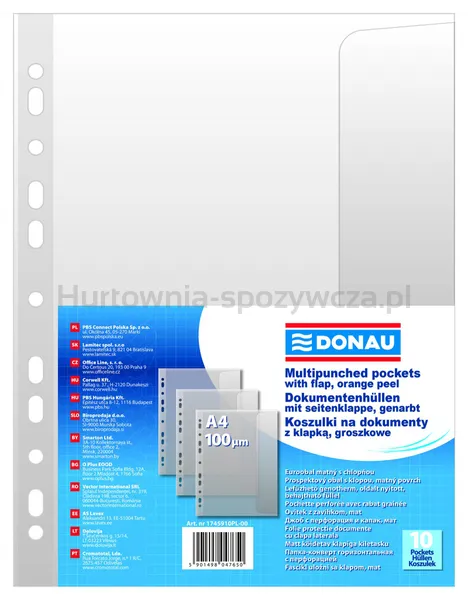 Donau Koszulki z klapką PP, A4, groszkowe, 100mikr., 10szt. 