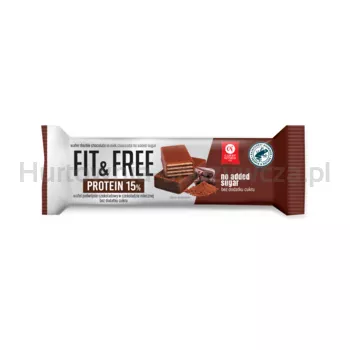 Wafel Fit&Free Protein 15% podwójnie czekoladowy w czekoladzie mlecznej bez dodatku cukrów 40 g