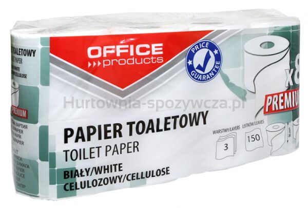 Papier toaletowy celulozowy OFFICE PRODUCTS Premium, 3-warstwowy, 150 listków, 15m, 8szt., biały - 2