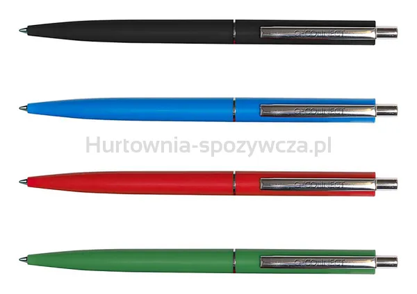 Długopis automatyczny Q-CONNECT, Sign Proof, nieblaknący, metalowy klips, zielony