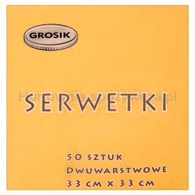 Grosik Serwetki Dwuwarstwowe Żółte 33 Cm X 33 Cm 50 Sztuk