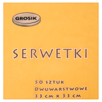 Grosik Serwetki Dwuwarstwowe Żółte 33 Cm X 33 Cm 50 Sztuk