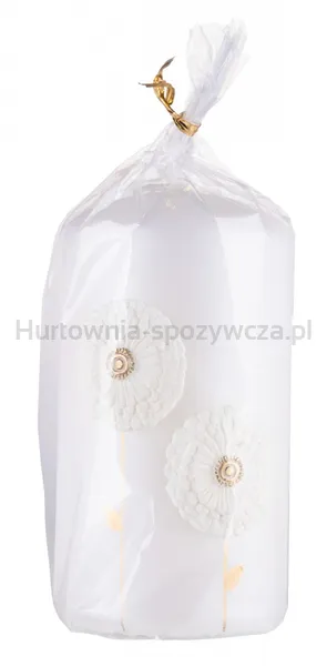 Świeca słupek DONAU HOME Dmuchawce, 70x130mm, biały