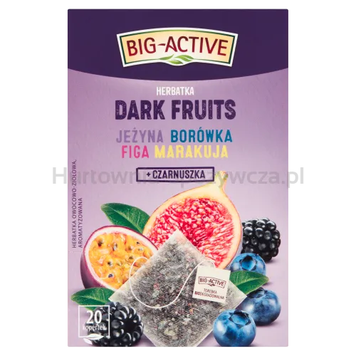 Big Active Herbatka Owocowa Dark Fruits Jeżyna, Borówka, Figa, Marakuja + Czarnuszka 20Torebek X 2,25G