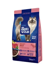 Optivital Karma Sucha- Pełnoporcjowa Karma Dla Dorosłych Kotów Fm Z Wołowiną 1,4 Kg