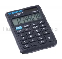 Kalkulator kieszonkowy DONAU TECH, 8-cyfr. wyświetlacz, wym. 90x60x11 mm, czarny - 12