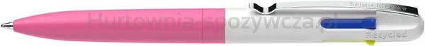 Długopis automatyczny SCHNEIDER TAKE 4 Neon, M, 4 kolory wkładu, różowo-biały