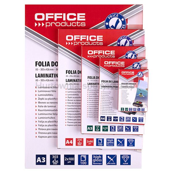 Office Products Folia Do Laminowania, A3, 2x125mikr., błyszcząca, 100szt., transparentna  - 2