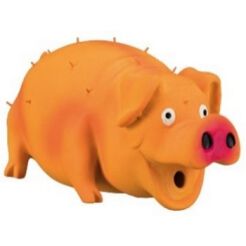 Zabawka lateksowa, piszcząca Tłusta chrumkająca świnka dla średnich i dużych psów, pomarańczowa; wielkość 21 cm