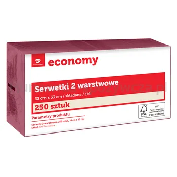 TG Economy Serwetka 33x33 cm, 2 warstwowa bordowa 250 sztuk