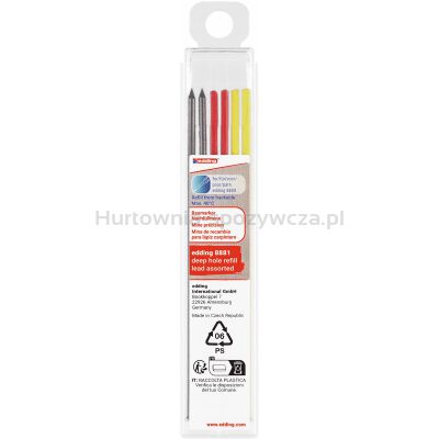 Wymienne wkłady e-8881 EDDING, do ołówka e-8880, 6 szt., mix kolorów