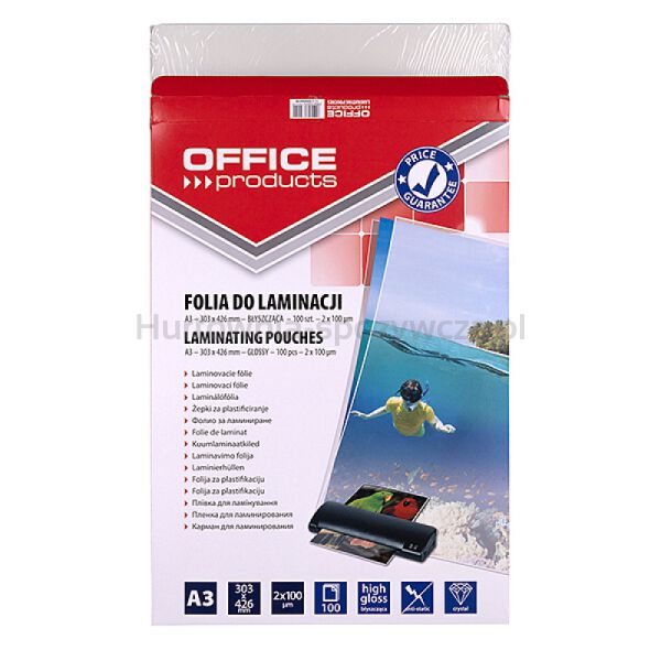 Office Products Folia Do Laminowania, A3, 2x100mikr., błyszcząca, 100szt., transparentna  - 4