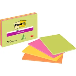 Post-It Karteczki Samoprzylepne Super Sticky (6845-Ssp), 203X152Mm, 4X45Kart., Mix Kolorów 